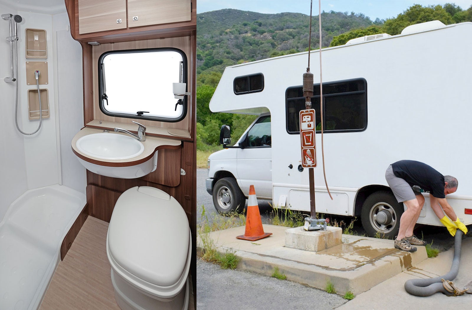 Portable RV/camper toilet and holding tank setup in Woodstock, Illinois